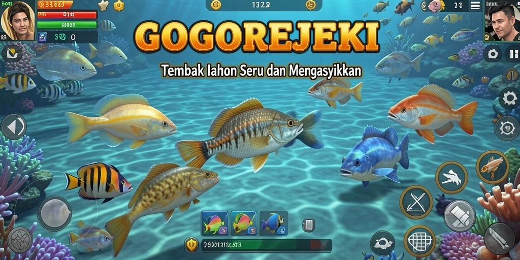 Tampilan gameplay Tembak Ikan GOGOREJEKI yang menarik dan seru.