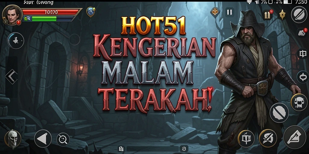 Screenshot gameplay HOT51 yang menampilkan suasana mencekam di malam hari.