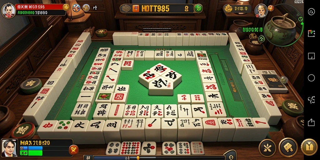 Tangkapan layar gameplay permainan Mahjong HOT985 yang seru.
