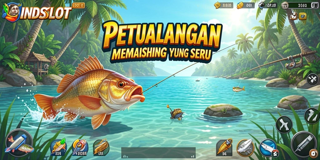 Gameplay seru INDSLOT saat menangkap ikan di laut.