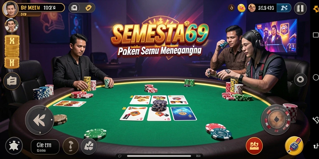 Screenshot gameplay SEMESTA69 menampilkan momen seru permainan poker.