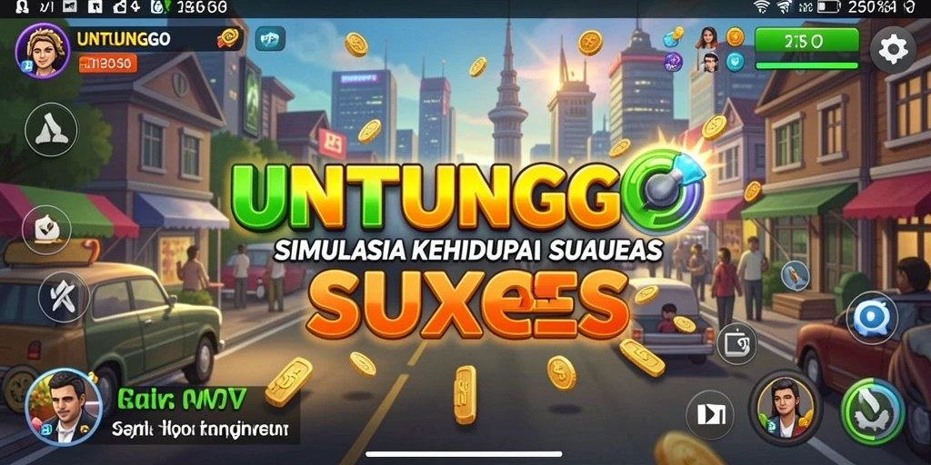 Tampilan gameplay UNTUNGGO dengan interaksi sosial yang seru.